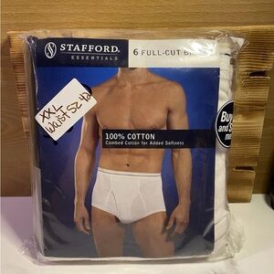 Underwear Mens 6 Pack Full Cut Briefs 100% Cotton White Size 42 XXL